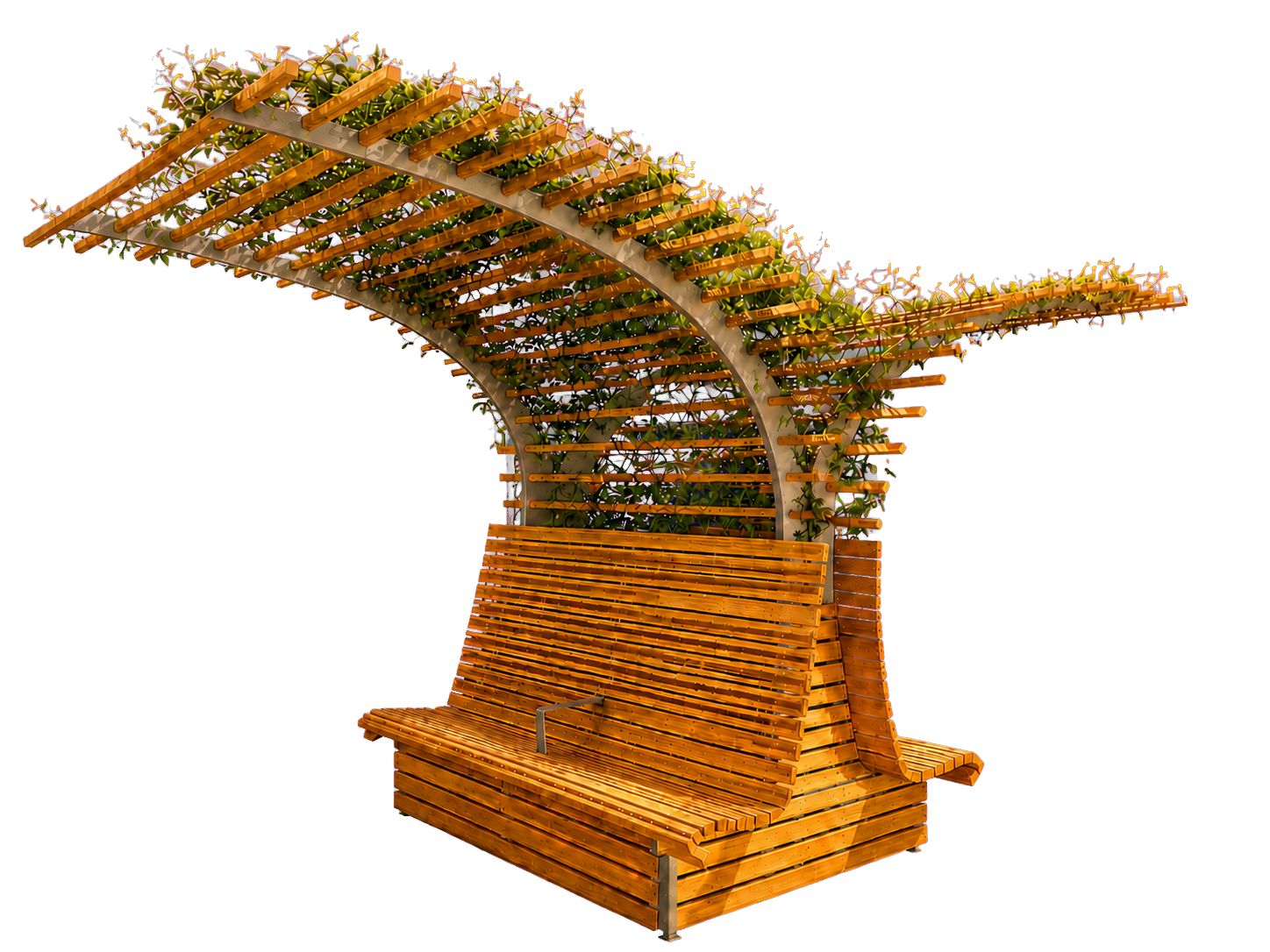 Ombrière végétalisée double banc